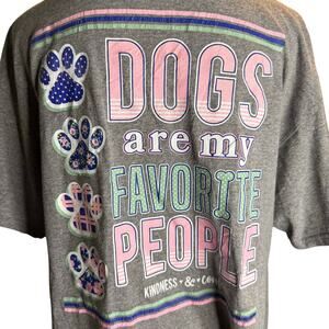 Kindness & Confetti "Dogs Are My Favorite People" Graphic Tee, Gray, Size Large